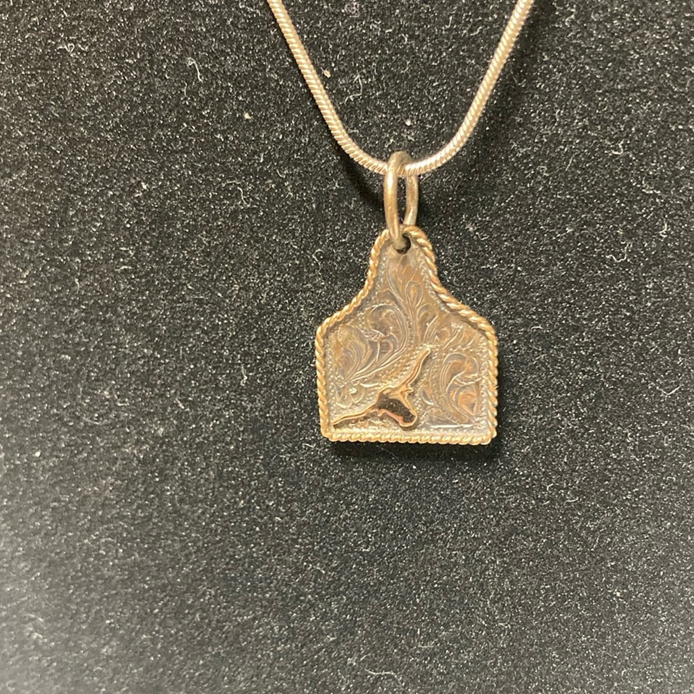 Vogt jewelry silver cow tag necklace